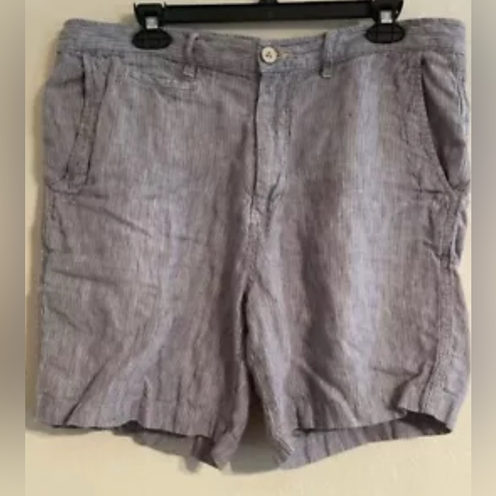 Tommy Bahama 100% Linen Short Beige Striped Relax Chino Chino Vintage Size 35